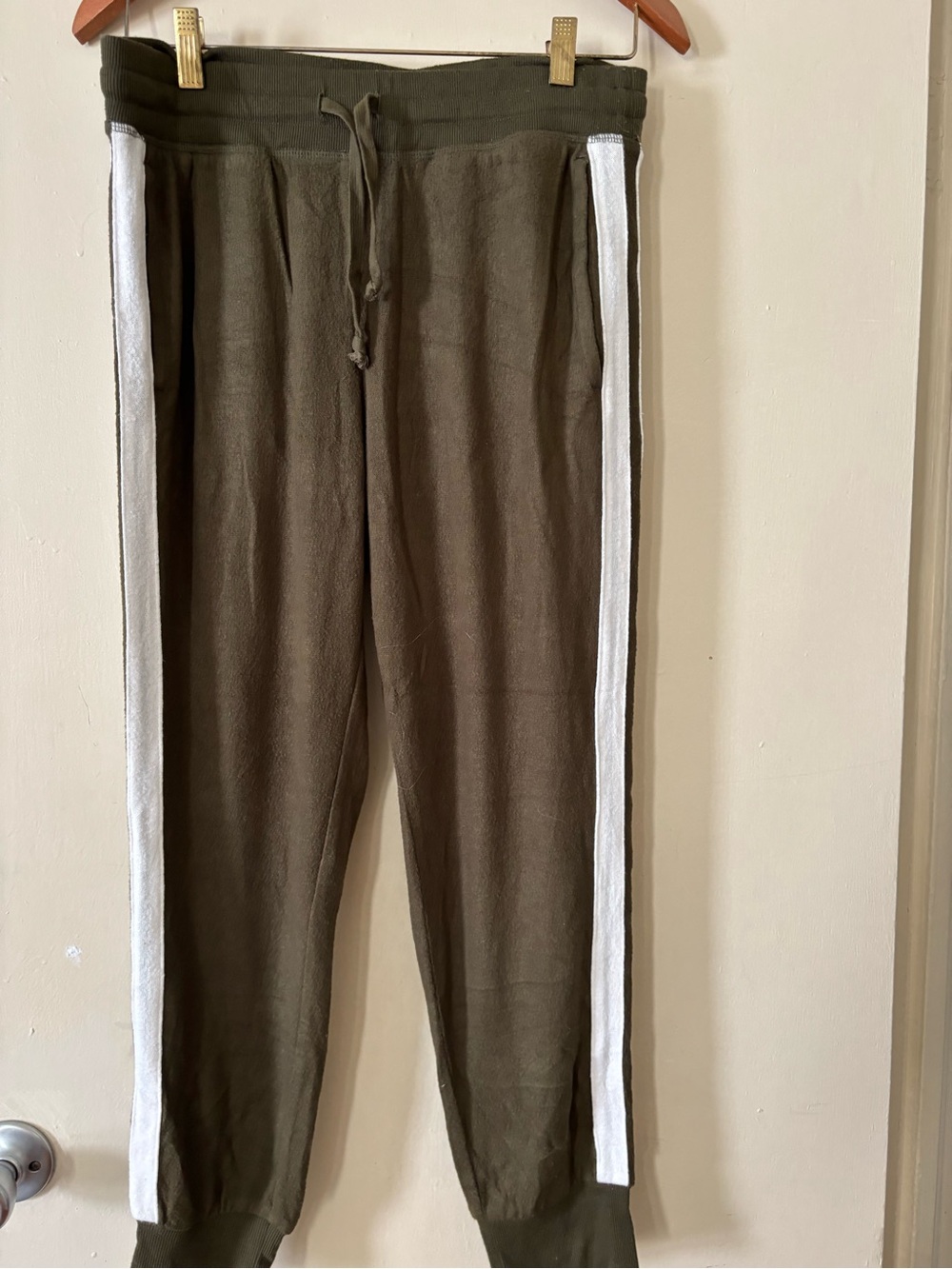 Aqua Olive Green Track Joggers with White Side Stripes